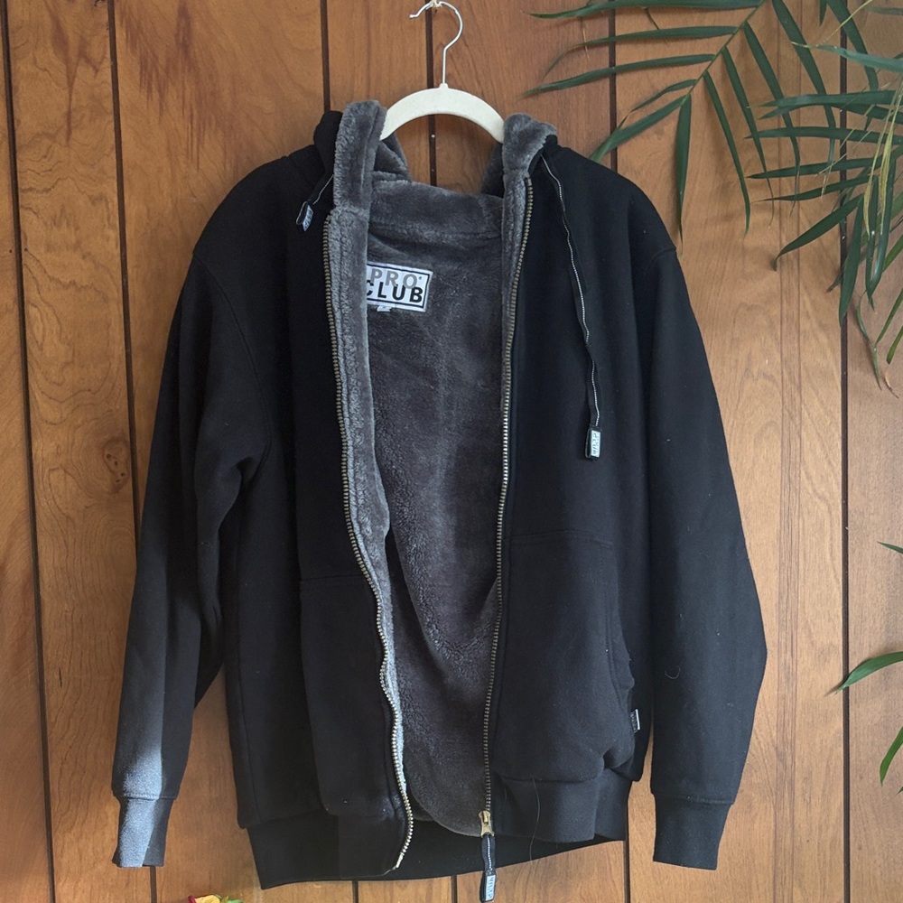 Pro Club Men's Black Zip-Up Sweater